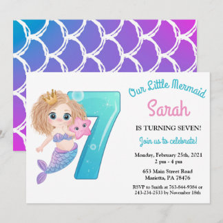 Aquarellmaid 7. Geburtstagsparty Einladung