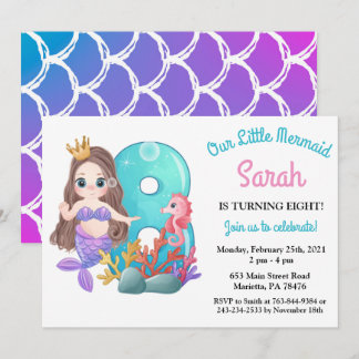 Aquarellmaid 8. Geburtstagsparty Einladung