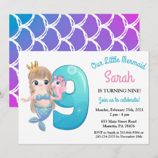 Aquarellmaid 9. Geburtstagsparty Einladung