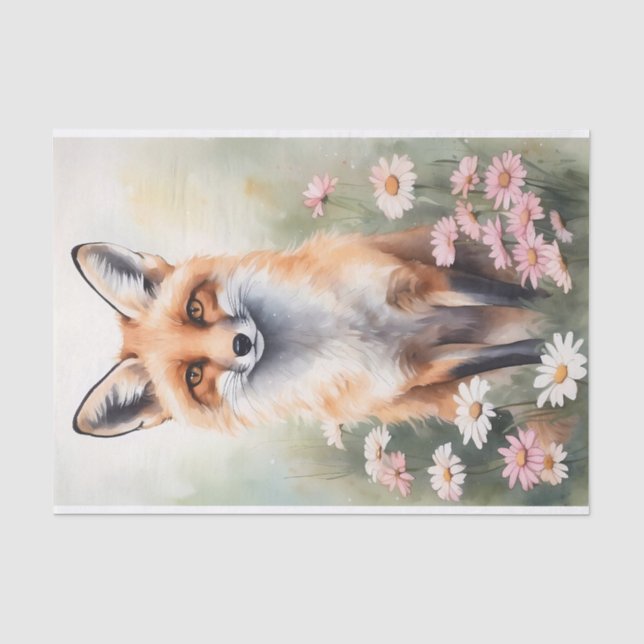 Aquarellmaler Fox mit dunklen Blume Seidenpapier (Vorderseite)