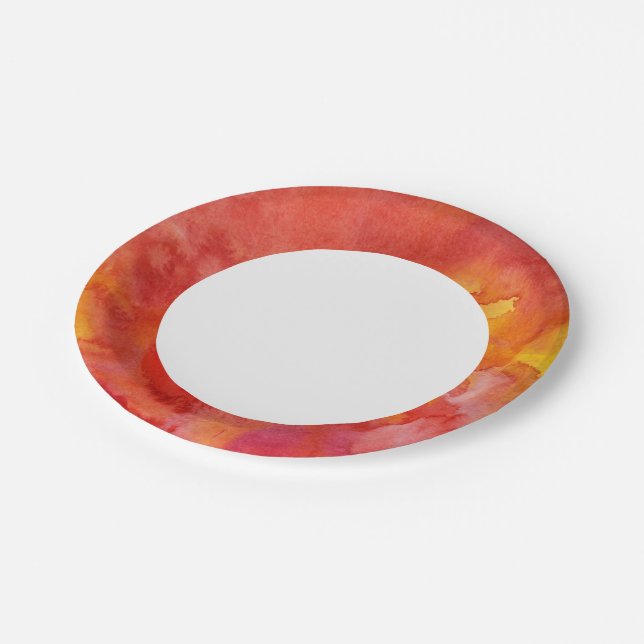 Aquarellmaler Hintergrund Pappteller (Schrägansicht)