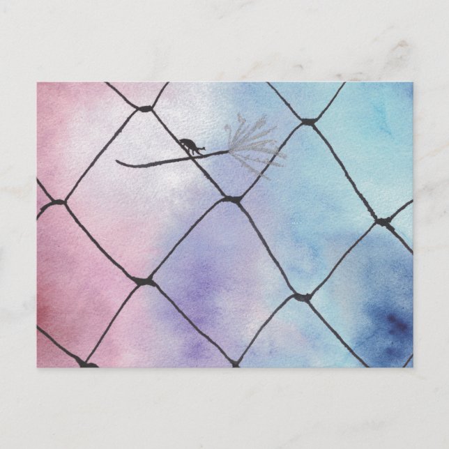 Aquarellmaler Käfer auf dem Zaun Postkarte (Vorderseite)