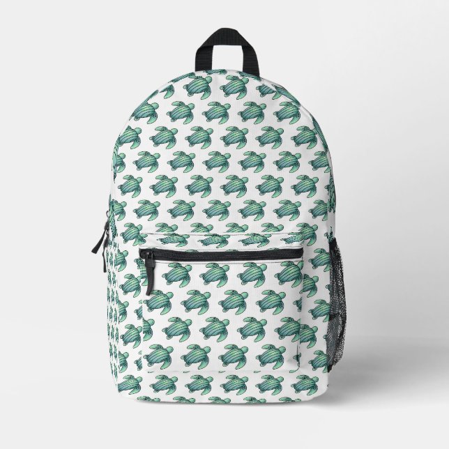 Aquarellmaler Meeresschildkröte Cartoon blau grün Bedruckter Rucksack (Vorderseite)