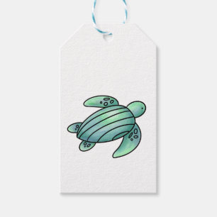 Aquarellmaler Meeresschildkröte Cartoon blau grün Geschenkanhänger