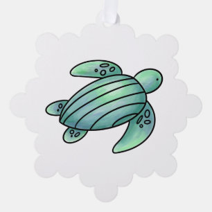 Aquarellmaler Meeresschildkröte Cartoon blau grün Ornament Karte