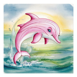 Aquarellmaler Rosa Delphin Fotodruck