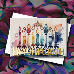 Aquarellmalerei Abstrakt Hanukkah Menorah Folien Feiertagskarte<br><div class="desc">Aquarellmalerei Abstrakt Hanukkah Menorah</div>