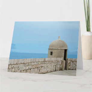 Aquarellmalerei an der Stadtmauer von Dubrovnik Karte