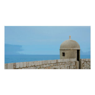 Aquarellmalerei an der Stadtmauer von Dubrovnik Poster
