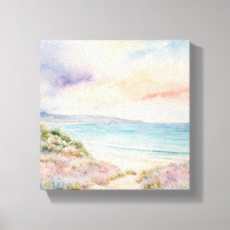 Aquarellmalerei an einem Strand Leinwanddruck