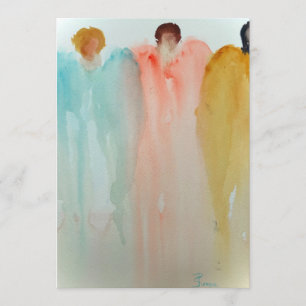 Aquarellmalerei auf 3 Engel, Figuren oder Frauen Einladung