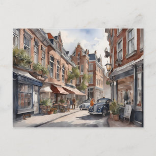 Aquarellmalerei auf Amsterdam Postkarte