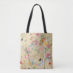 Aquarellmalerei auf Blatt und Blume, nahtlos  Tasche