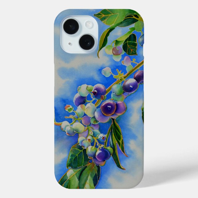 Aquarellmalerei auf Blaubeere Case-Mate iPhone Hülle (Rückseite)