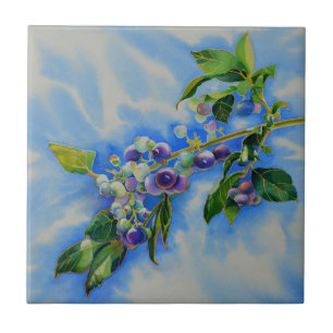 Aquarellmalerei auf Blaubeere Fliese