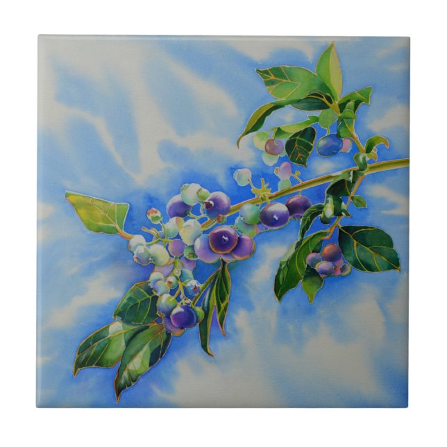 Aquarellmalerei auf Blaubeere Fliese (Vorderseite)