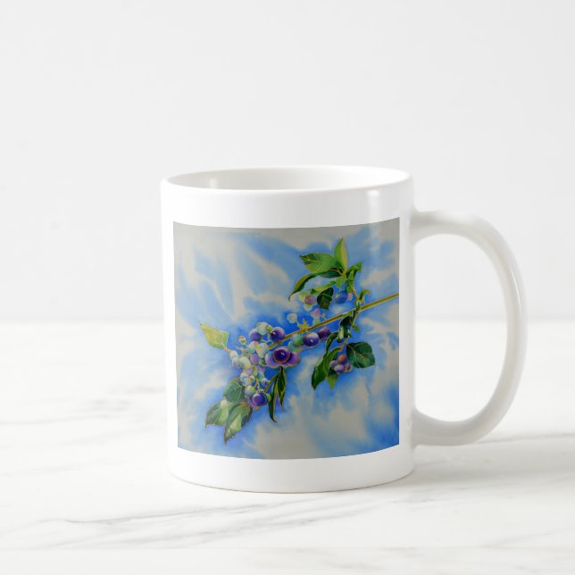 Aquarellmalerei auf Blaubeere Kaffeetasse (Rechts)