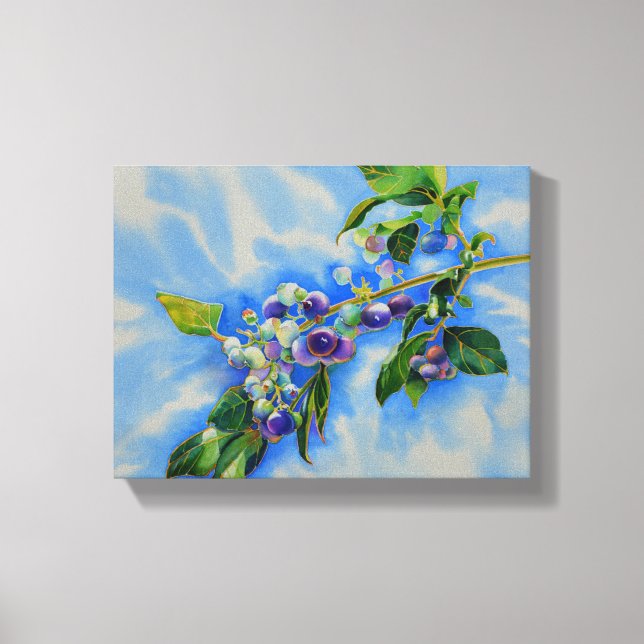 Aquarellmalerei auf Blaubeere Leinwanddruck (Vorderseite)