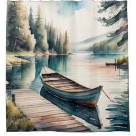 Aquarellmalerei auf Boat und Dock Duschvorhang
