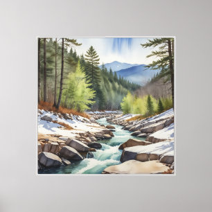 Aquarellmalerei auf dem Kancamagus Highway Leinwanddruck