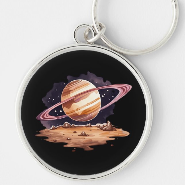 Aquarellmalerei auf dem Saturn Schlüsselanhänger (Vorne)