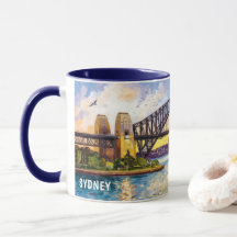 Aquarellmalerei auf der Brücke von Sydney