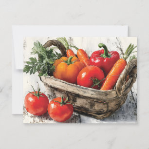 Aquarellmalerei auf einem pflanzlichen Korb Postkarte