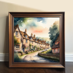 Aquarellmalerei auf englische Cotswolds Poster