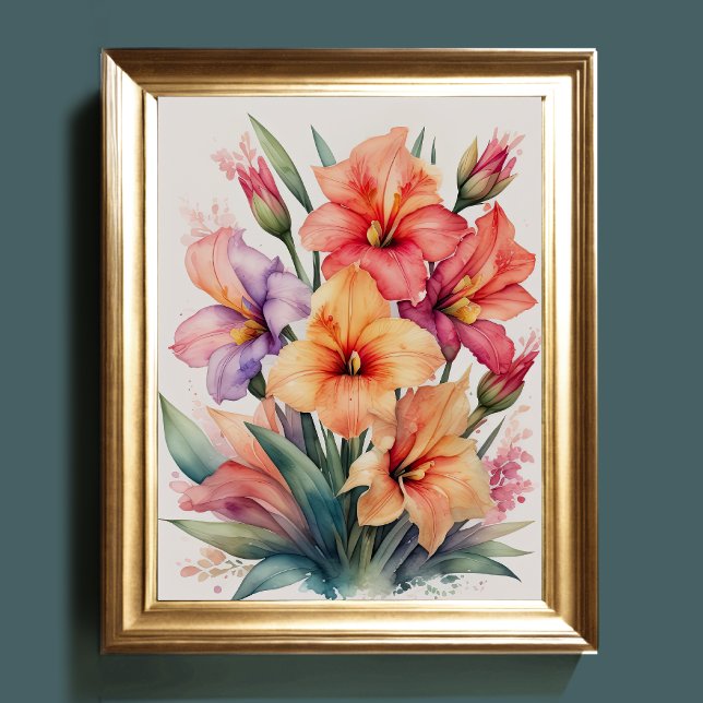 Aquarellmalerei auf Gladiolas VI Poster (Von Creator hochgeladen)