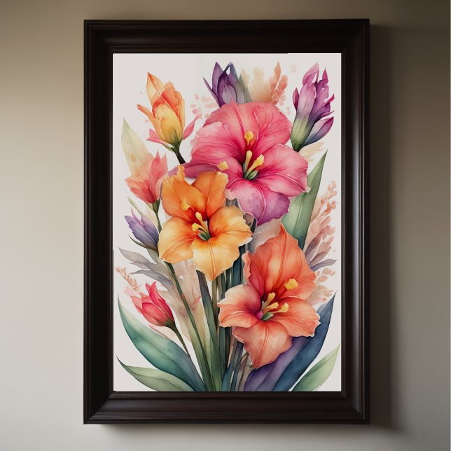 Aquarellmalerei auf Gladiolas VIII Poster (Von Creator hochgeladen)