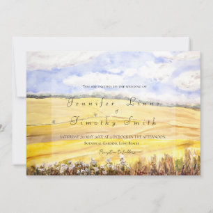 Aquarellmalerei auf goldenem Weizenfeld Einladung