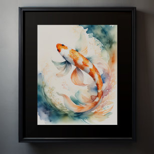 Aquarellmalerei auf Koi Fisch Poster