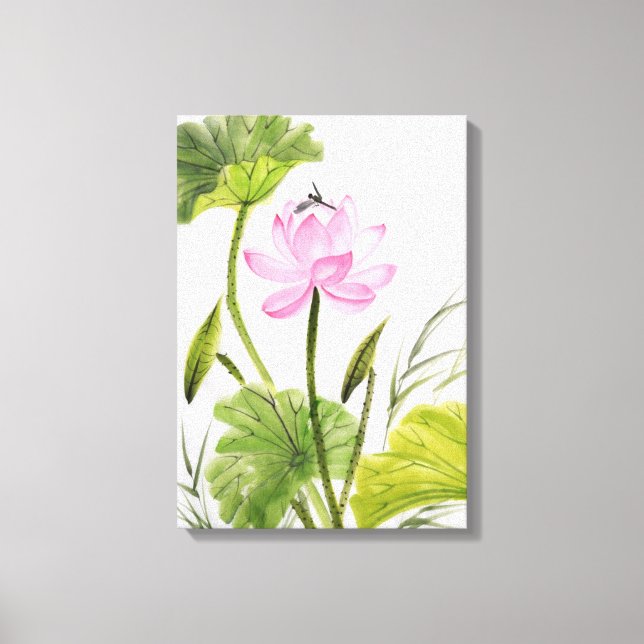 Aquarellmalerei auf Lotus Blume 2 Leinwanddruck (Vorderseite)