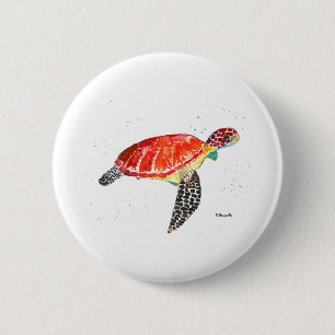 Aquarellmalerei auf Meeresschildkröten Button
