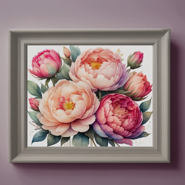 Aquarellmalerei auf Peonies IV Poster (Von Creator hochgeladen)