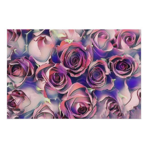 Aquarellmalerei auf rosa lila Rose Poster