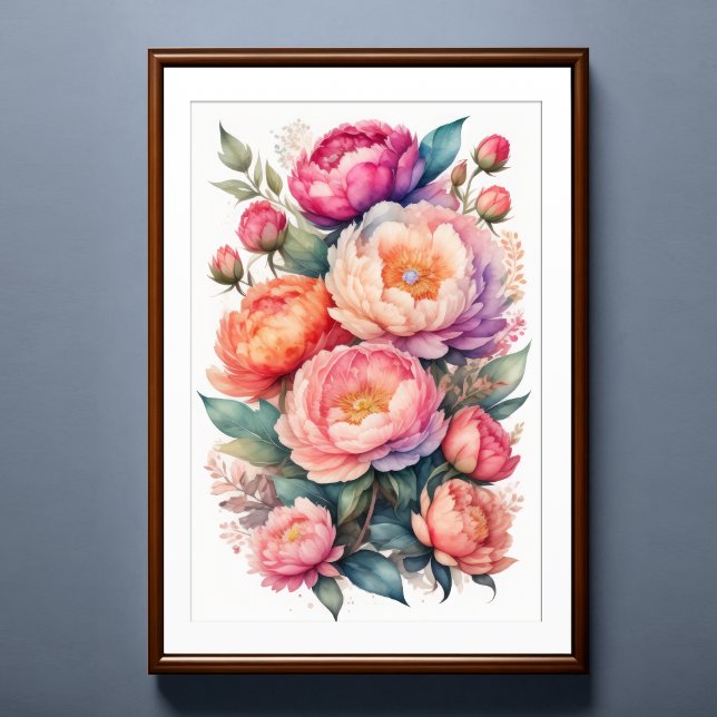 Aquarellmalerei auf rosa Peonies Poster (Von Creator hochgeladen)