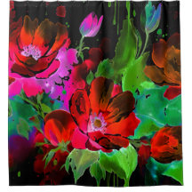 Aquarellmalerei auf Roten Blume auf Schwarz