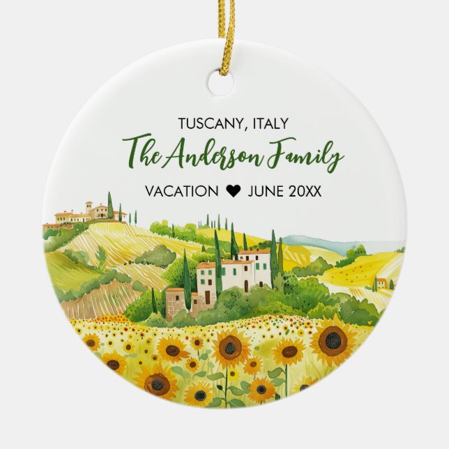 Aquarellmalerei auf Sonnenblumen in der Toskana Keramik Ornament (Vorne)
