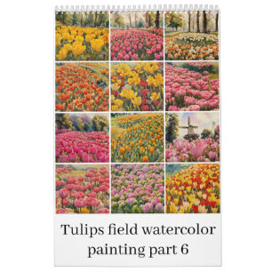 Aquarellmalerei auf Tulipen 6 Kalender