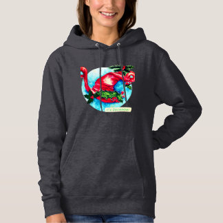 Aquarellmalerei auf Weihnachtsmannmütze mit Holly- Hoodie