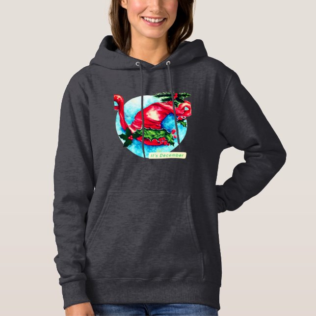 Aquarellmalerei auf Weihnachtsmannmütze mit Holly- Hoodie (Vorderseite)