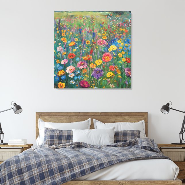 Aquarellmalerei auf Wildblume Leinwanddruck (Insitu (Schlafzimmer))