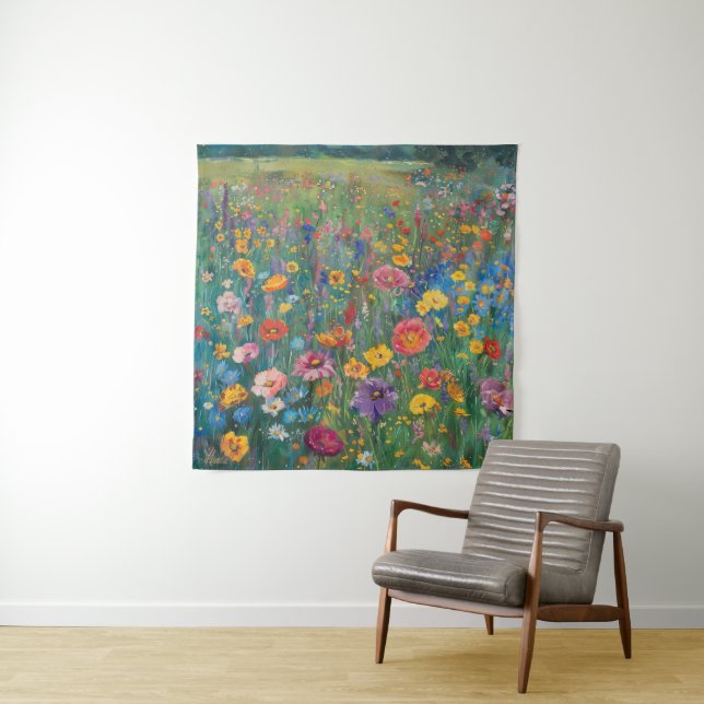 Aquarellmalerei auf Wildblume Wandteppich (Beispiel)