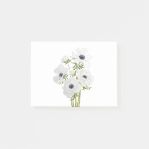 Aquarellmalerei aus weißem Anemon Blume Post-it Klebezettel
