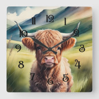 Aquarellmalerei Baby Highland Cow Sitzen
