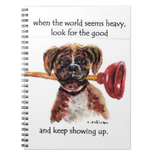 Aquarellmalerei Boxer + inspirierendes Sprichwort Notizblock