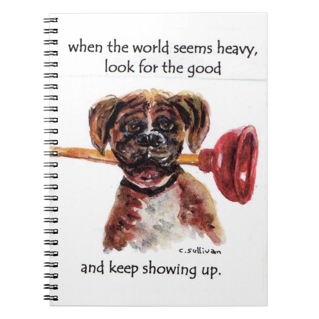 Aquarellmalerei Boxer + inspirierendes Sprichwort Notizblock (Vorderseite)