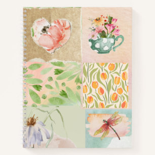 Aquarellmalerei Collage Scrapbook-Stil Floral Notizbuch