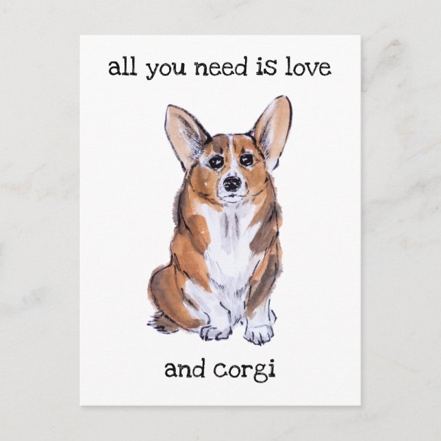 Aquarellmalerei Corgi sumie Postkarte (Vorderseite)